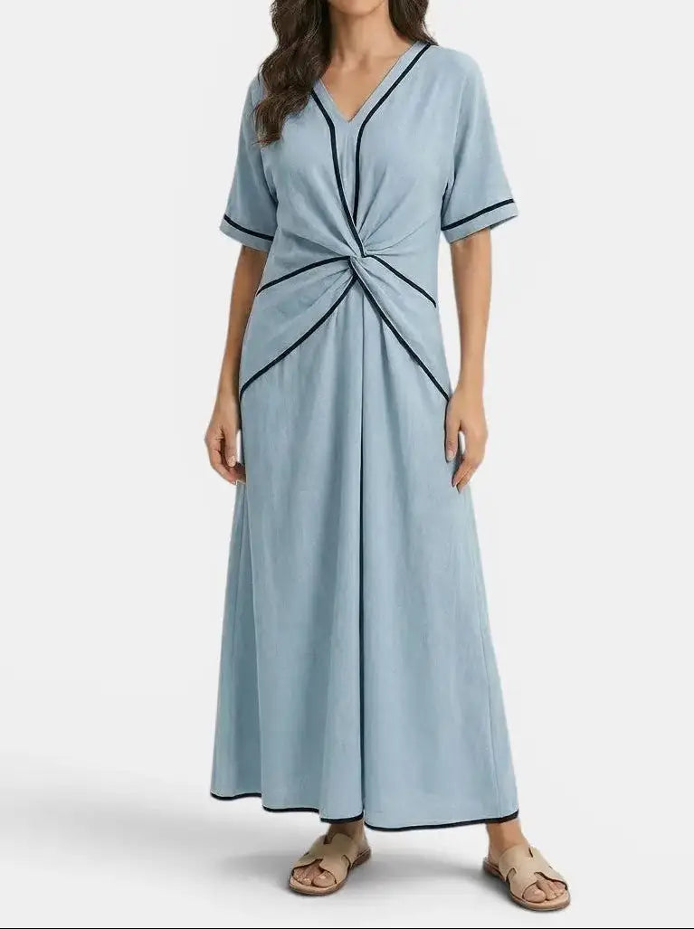Annabelle — Lightweight Striped Maxi Dress With Elegant Summer Style And Comfortable Fit Blue