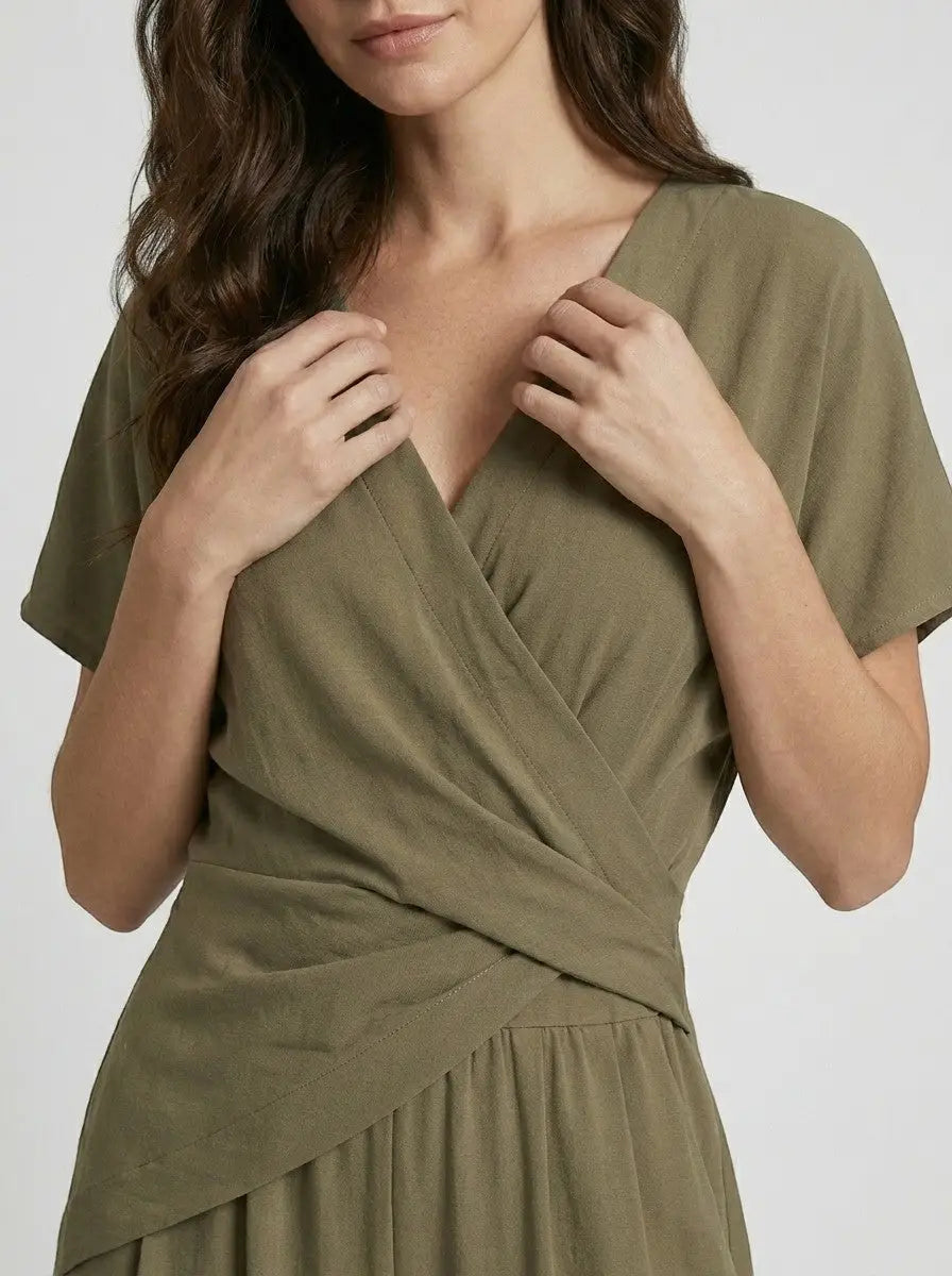 Wren — Lightweight Two-Piece Set With Elegant Wrap-Front Top And Tailored Trousers