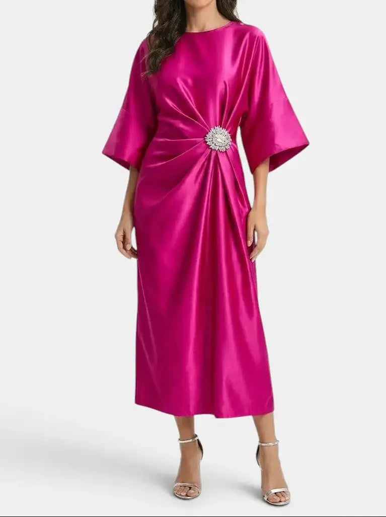 Celestine — Luxurious Shine Maxi Dress With Elegant Long Formal Evening Design Pink