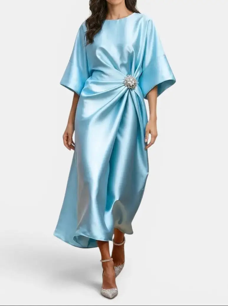Celestine — Luxurious Shine Maxi Dress With Elegant Long Formal Evening Design Light Blue