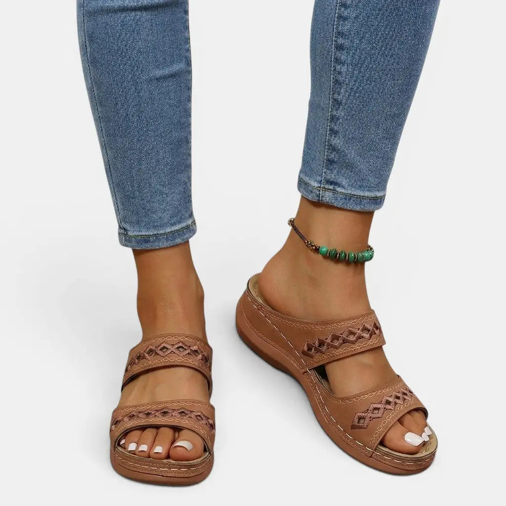 Orthoclassic — Orthopedic Leather Sandals With Stylish Comfortable Summer Design Dark Brown