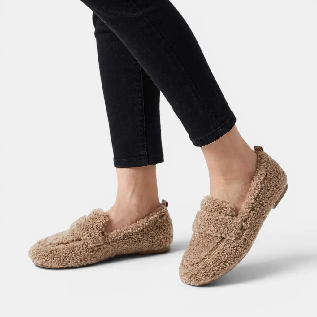 Plushcozy — Plush Fabric House Slippers With Ultra-Cozy Slip-On Moccasin Design Brown