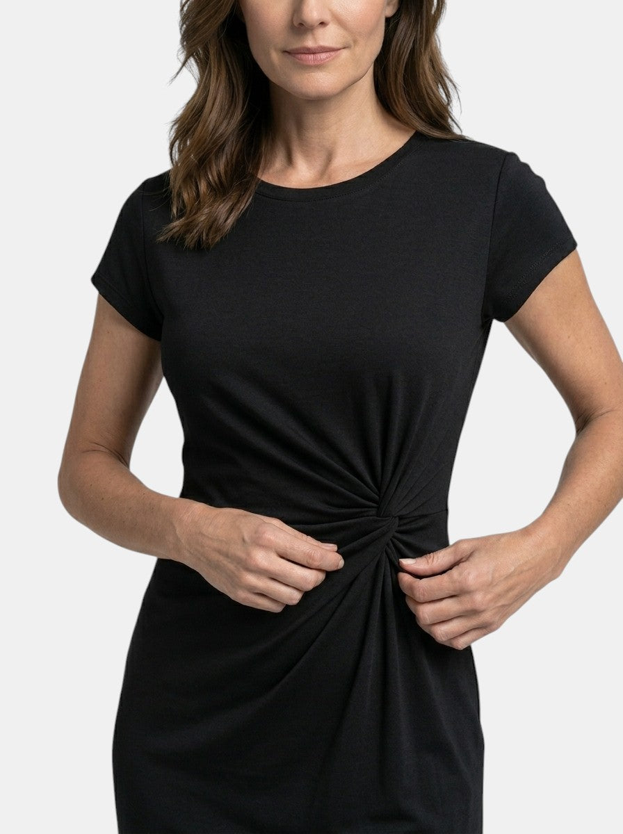 Lavinia — Rich Fabric Bodycon Midi Dress With Elegant Sculpted Wrap For Formal Occasions
