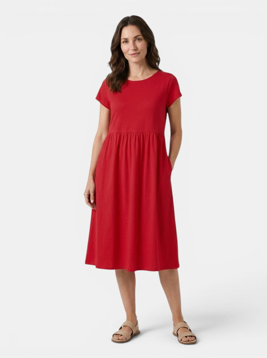 Beatrix — Soft Cotton Summer Dress With Relaxed Fit For Casual Everyday Wear Red