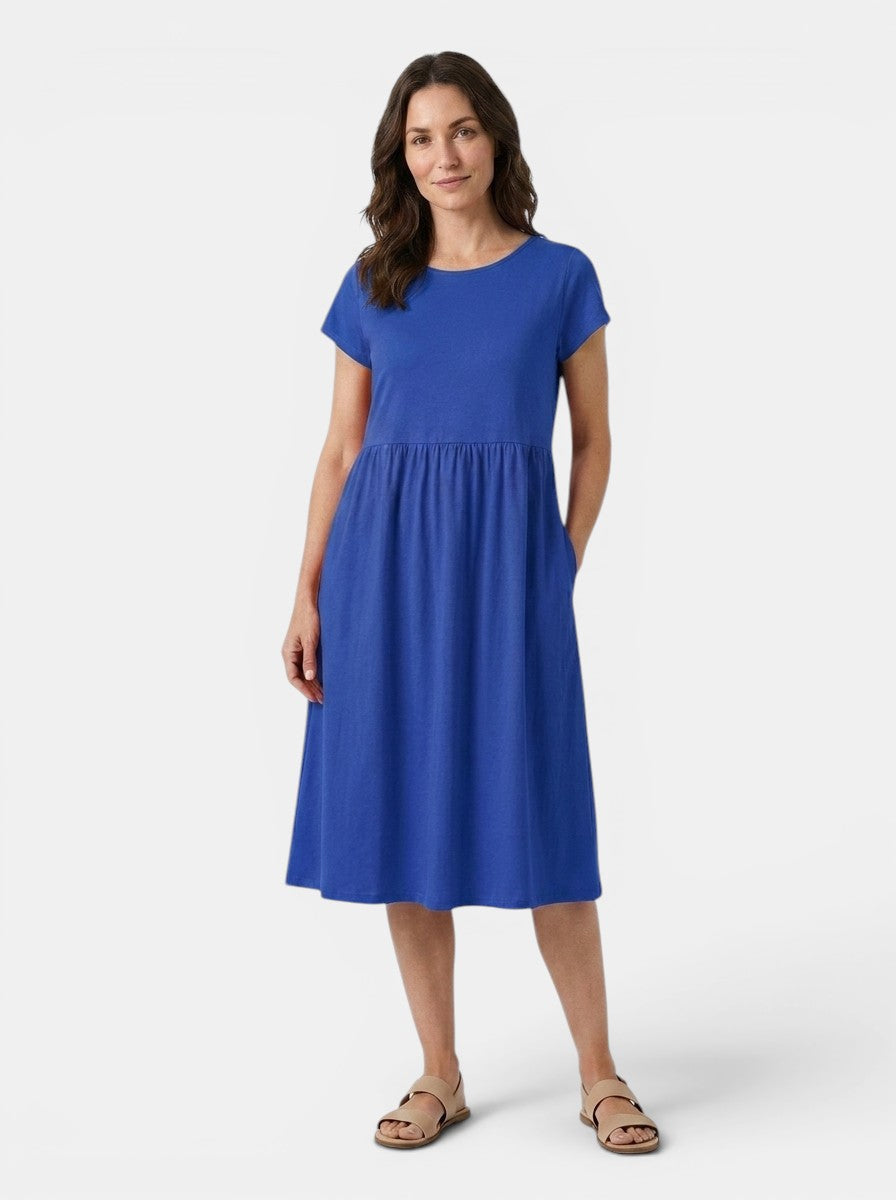 Beatrix — Soft Cotton Summer Dress With Relaxed Fit For Casual Everyday Wear Blue