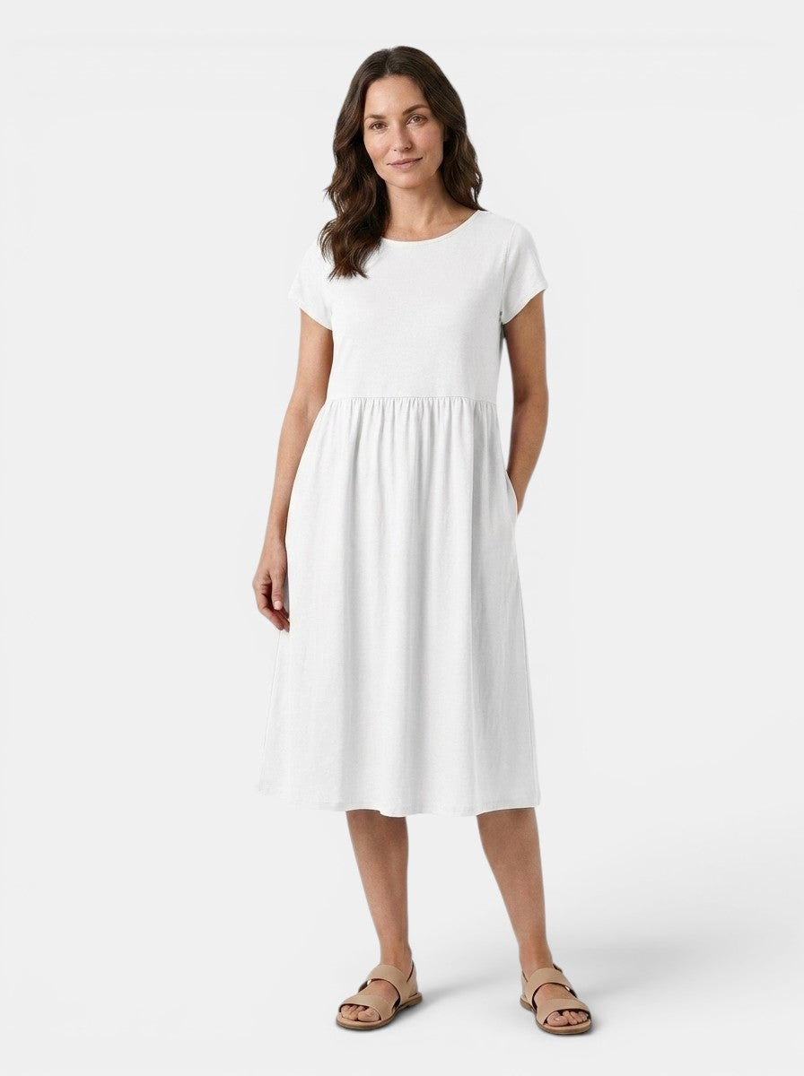 Beatrix — Soft Cotton Summer Dress With Relaxed Fit For Casual Everyday Wear White