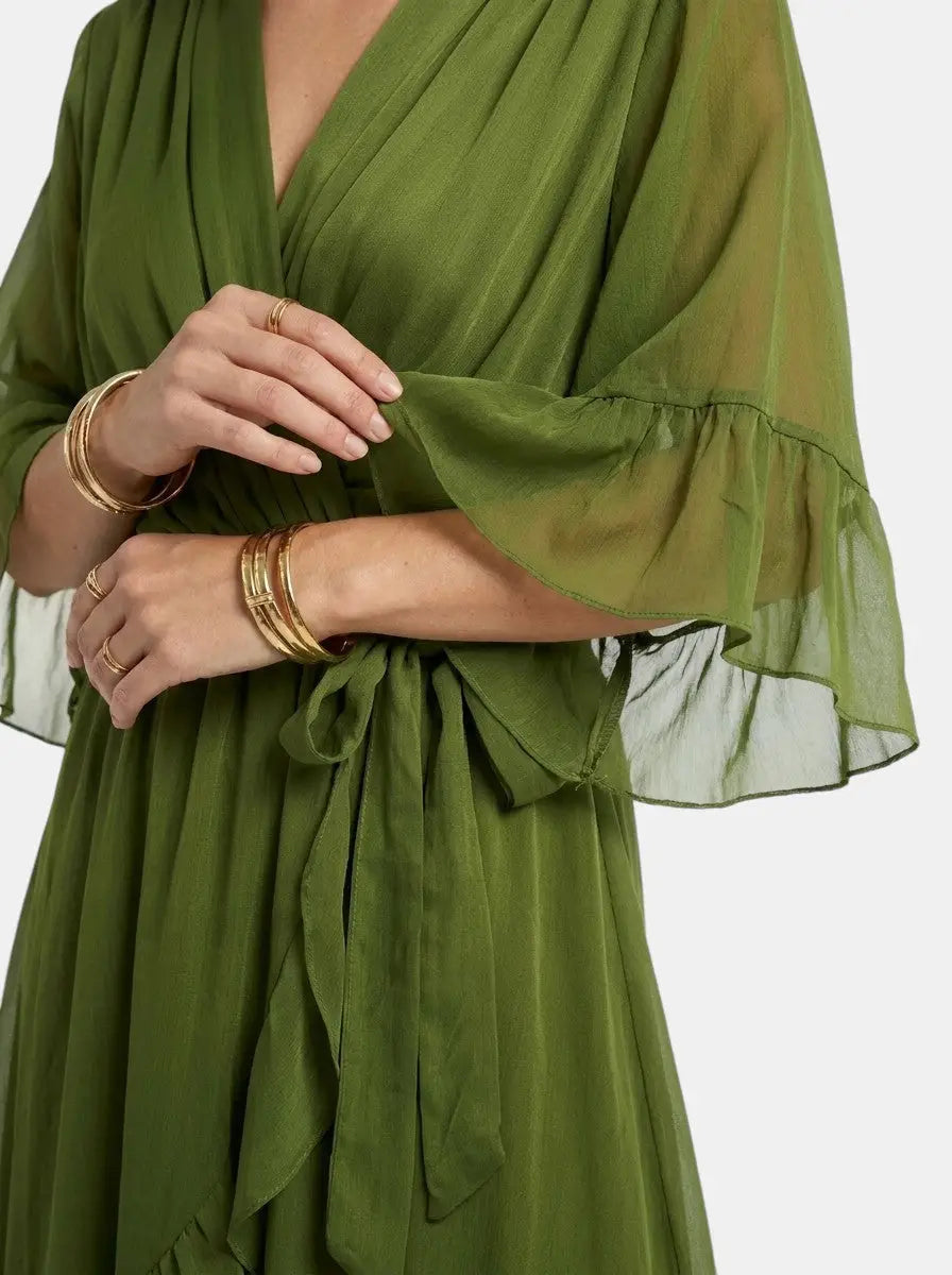 Marisia — Soft Fabric V-Neck Dress With Elegant Flattering Evening Design