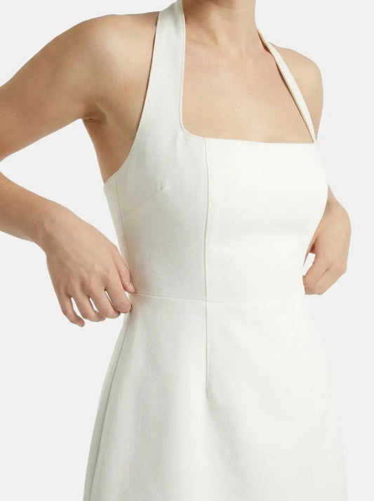 Halia — Soft Woven Halter Mini Dress With Elegant A-Line Summer Cocktail Design