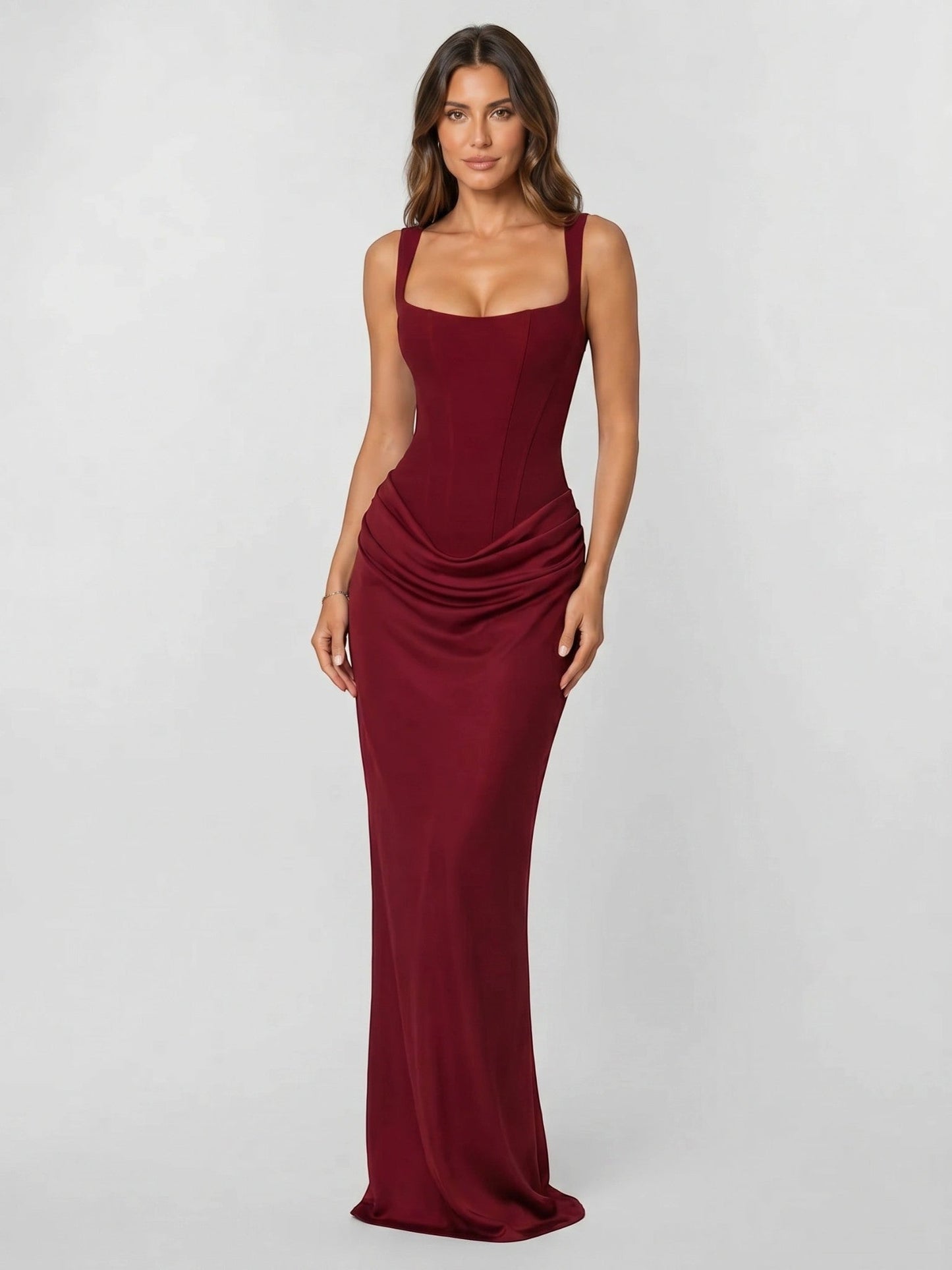 Raven — Stretchy Bodycon Dress With Sleek Backless Cocktail Design Burgundy