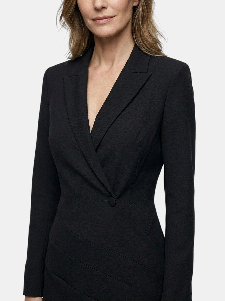Constance — Structured Mini Dress With Bold Deep V-Neck Blazer Style