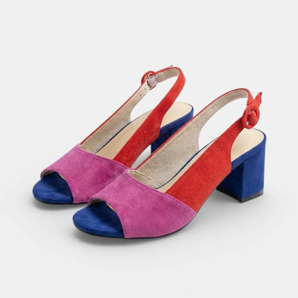 Colourblock — Synthetic Colourblock Slingback Heels With Elegant Adjustable Dress Design