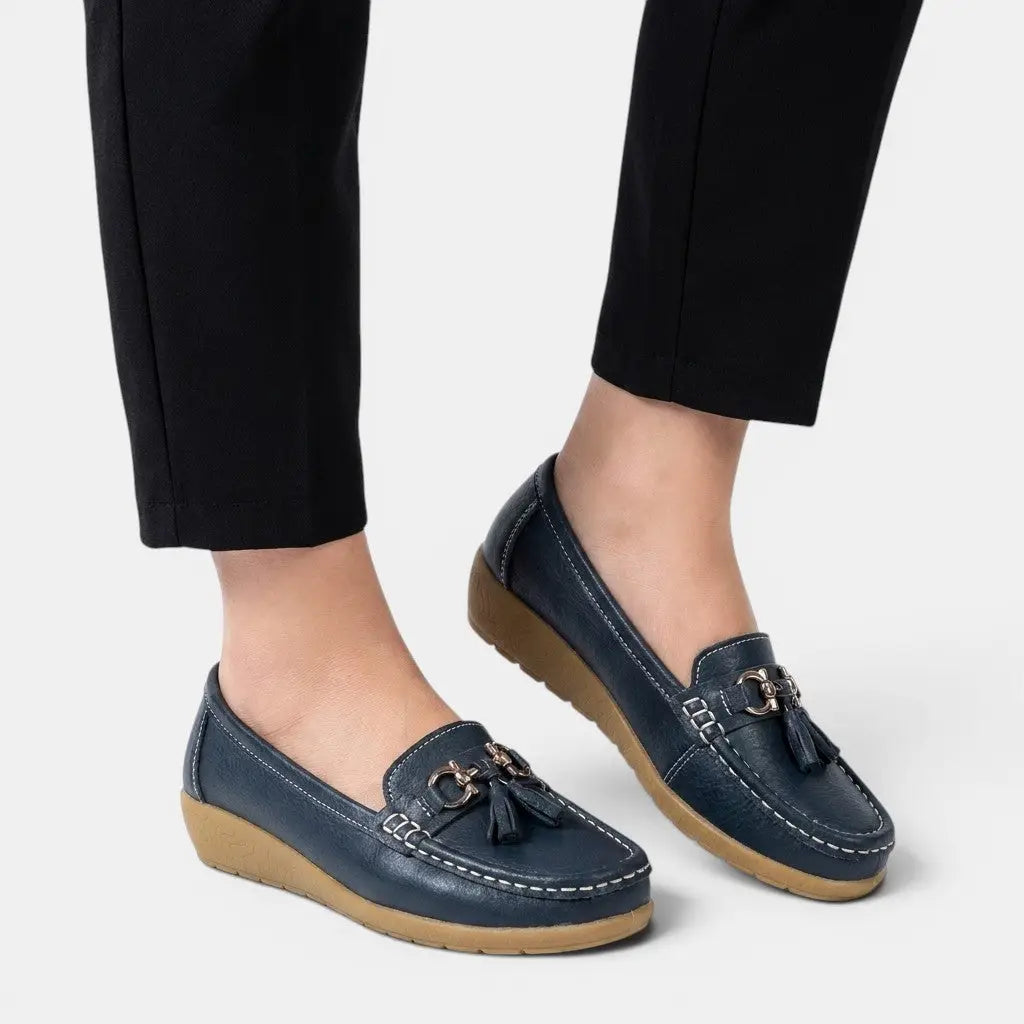 Knitchunky — Knit Fabric Sneakers With Stylish Low-Top Chunky Sole Design Navy Blue