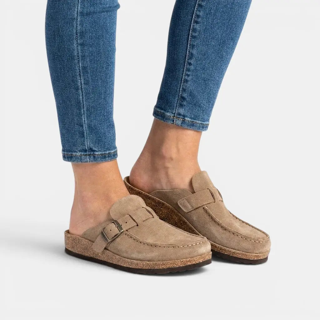 Buckleblack — Synthetic Slip-On Loafers With Chic Black Casual Buckle Detail Design Beige