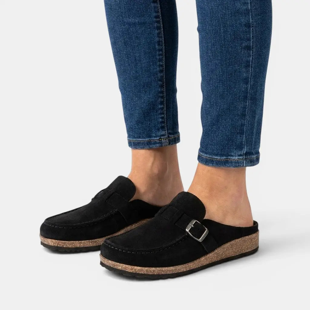 Buckleblack — Synthetic Slip-On Loafers With Chic Black Casual Buckle Detail Design Black