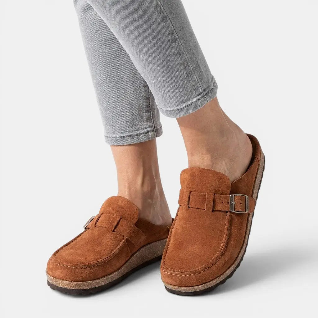 Buckleblack — Synthetic Slip-On Loafers With Chic Black Casual Buckle Detail Design Orange