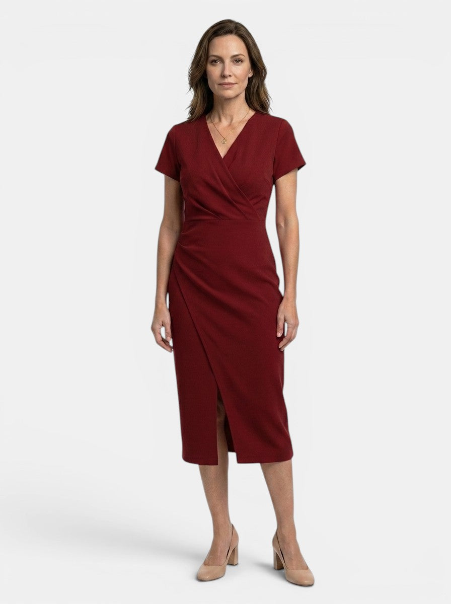 Marisha — Vibrant Cotton Maxi Dress With Flowing Wrap Style Summer Design Dark Red