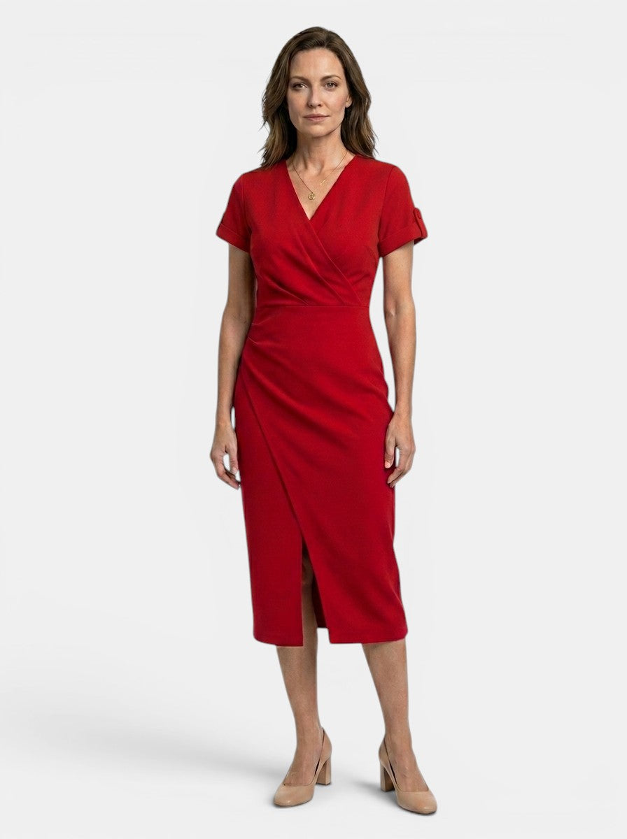 Marisha — Vibrant Cotton Maxi Dress With Flowing Wrap Style Summer Design Red