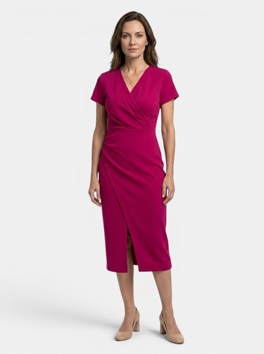 Marisha — Vibrant Cotton Maxi Dress With Flowing Wrap Style Summer Design Dark Pink