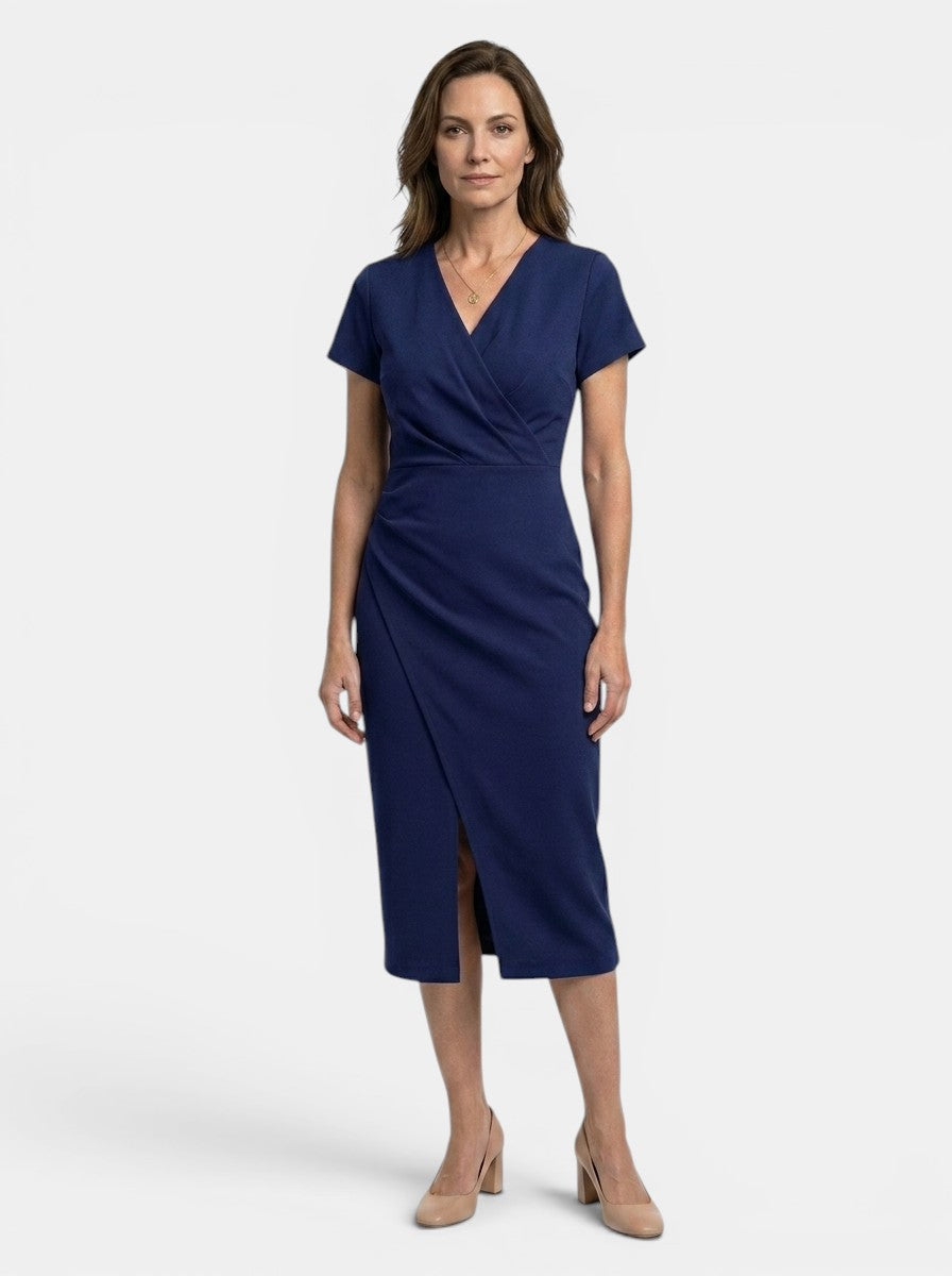 Marisha — Vibrant Cotton Maxi Dress With Flowing Wrap Style Summer Design Dark Blue