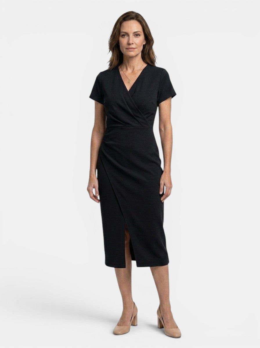 Marisha — Vibrant Cotton Maxi Dress With Flowing Wrap Style Summer Design Black