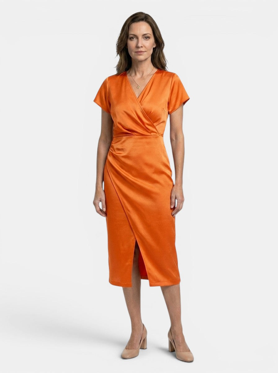 Marisha — Vibrant Cotton Maxi Dress With Flowing Wrap Style Summer Design Orange