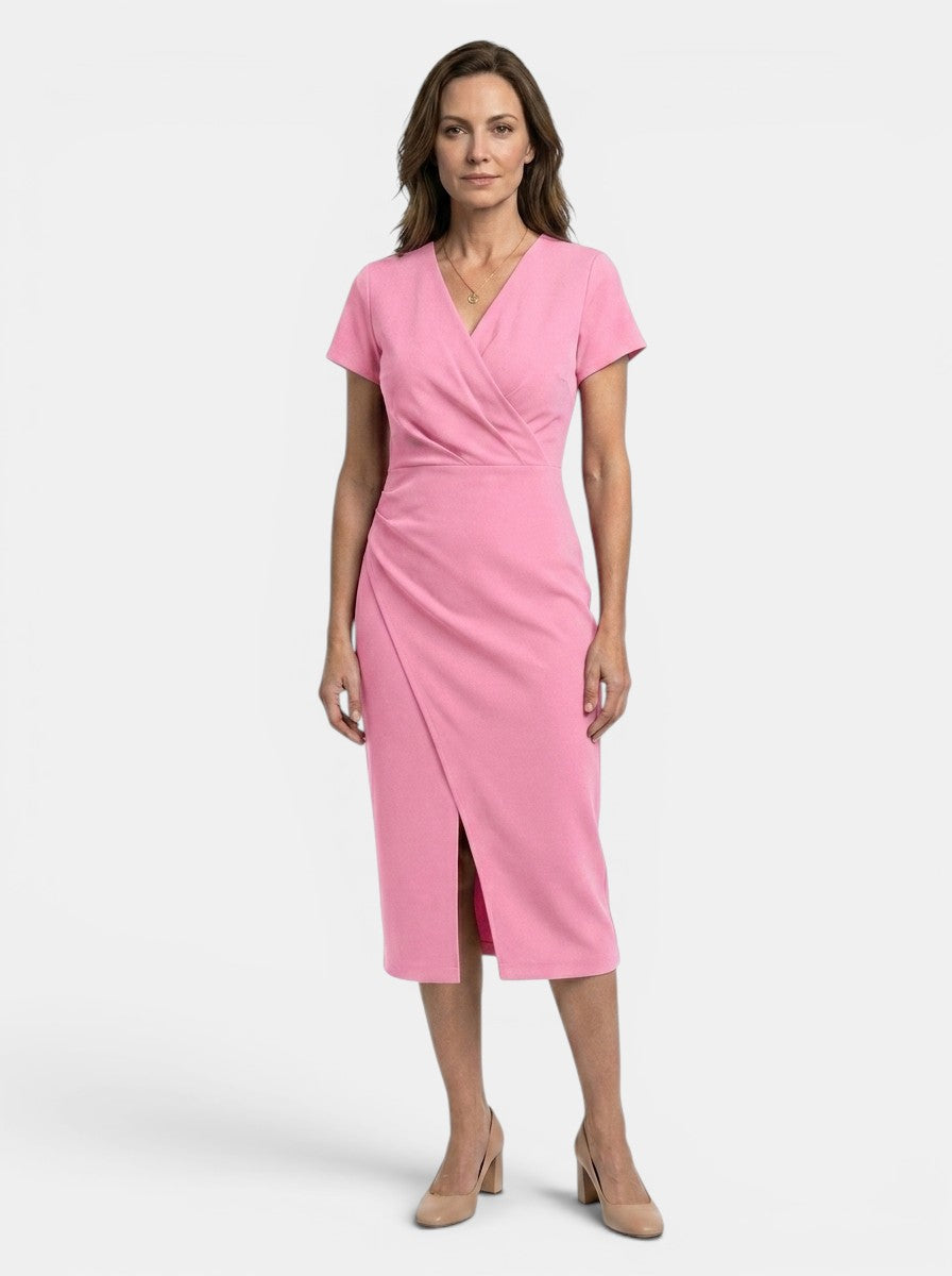 Marisha — Vibrant Cotton Maxi Dress With Flowing Wrap Style Summer Design Pink