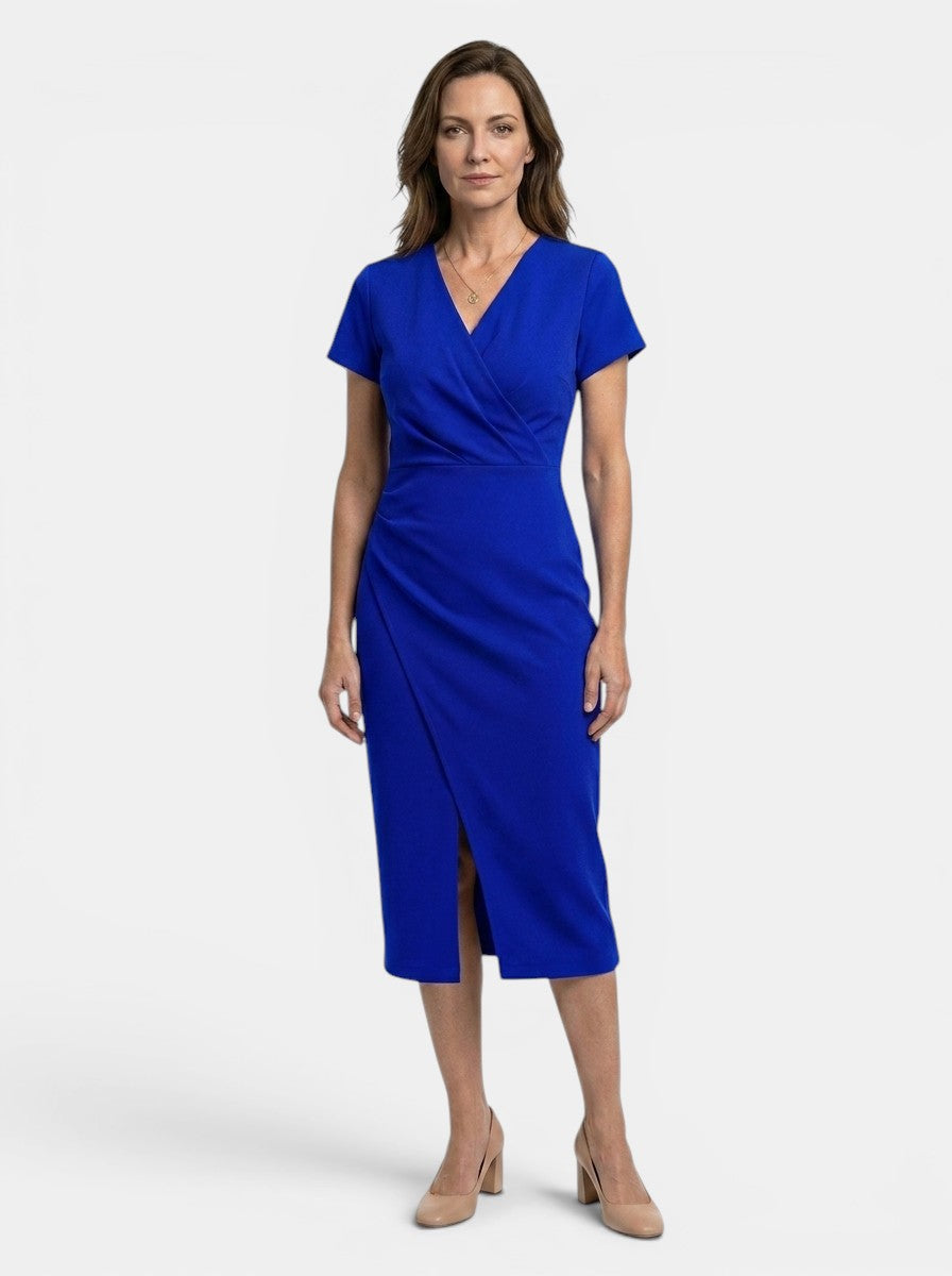 Marisha — Vibrant Cotton Maxi Dress With Flowing Wrap Style Summer Design Blue