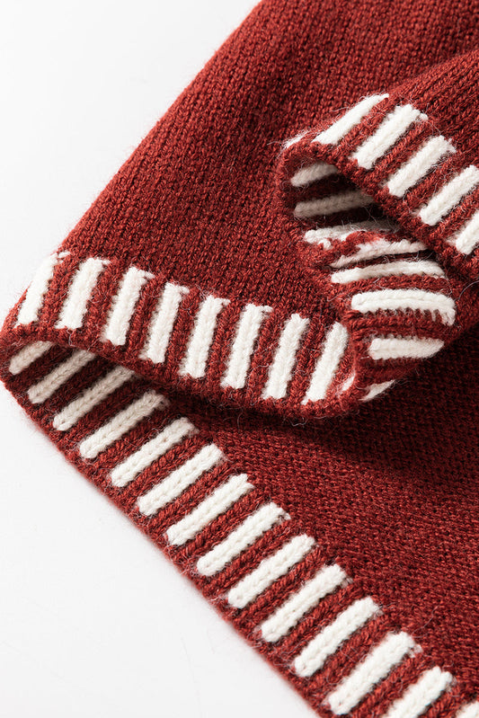 ⏰Hot Sale- Women's Cozy Contrast Trim Crewneck Sweater (BUY 2 FREE SHIPPING)